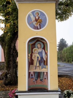 Wayside shrine, image of St. Notburga and St. Joseph, Zelting near Bad Radkersburg, Styria,