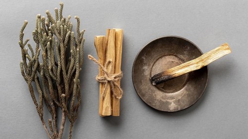 Aromatherapy lavender incense wooden sticks top view