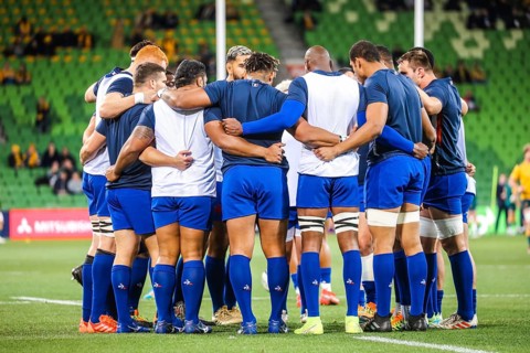 MELBOURNE, AUSTRALIA, JULY 13 2021: The French squad have a team talk before the international Test