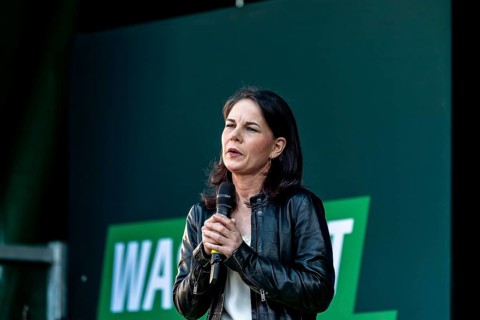 Annalena Bärbock, Foreign Minister of Germany, speaks at the closing of the Bündnis 90/Die Grünen