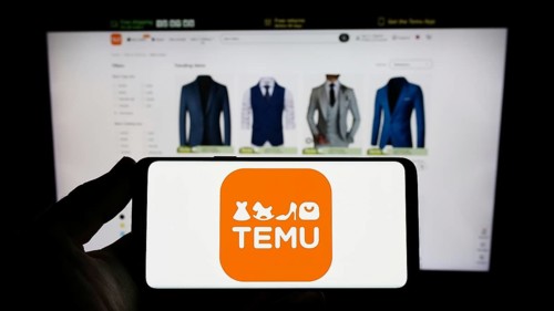 Stuttgart, Germany, 03-18-2023: Person holding smartphone with logo of US online shop company Temu