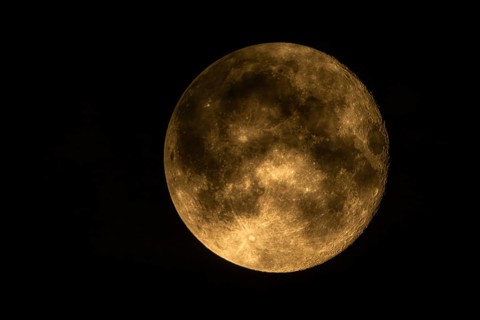 Super moon one day after full moon, moon behind clouds, Braunschweig, Lower Saxony, Germany, Europe