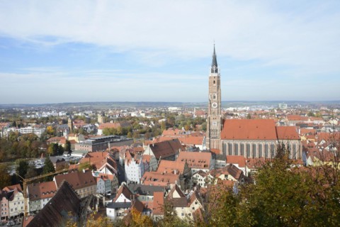 LANDSHUT, GERMANY, OCTOBER 26. View over the city of Landshut, Germany on October 26. The basilica