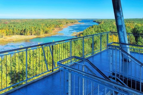 Senftenberg Lake observation tower in autumn, Senftenberg Lake in autumn, Observation tower,