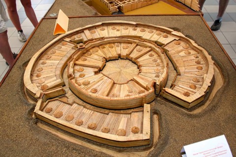 Model of the Bronze Age settlement Arkaim, Museum Arkaim, Arkaim, Chelyabinsk Oblast, Siberia,
