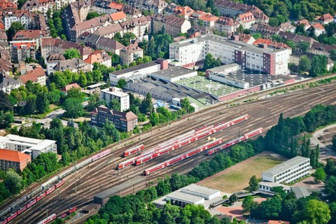 Trains on shunting track, main station, Braunschweig, Lower Saxony, Germany, Europe
