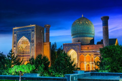 Gur-e-Amir or Guri Amir (Tomb of the King), a mausoleum of the Asian conqueror Timur in Samarkand,