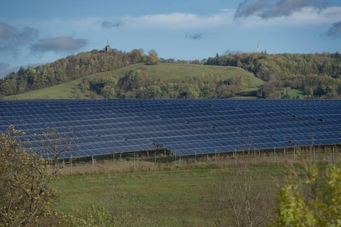 View of Hall's local mountain, Einkorn, photovoltaics, solar energy, solar energy, renewable