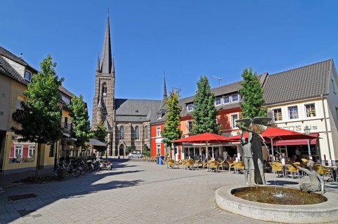Fountain, St. Lambertus Church, Bedburg, Bergheim, Rhineland, Rhine-Erft District, North