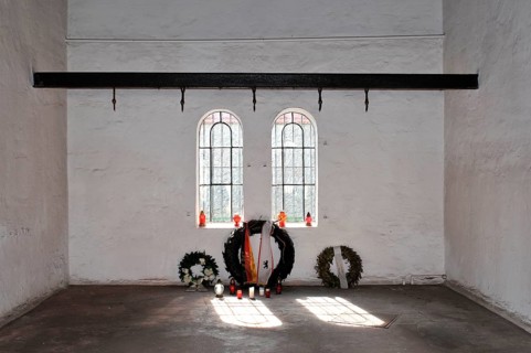 Plötzensee Memorial, memorial wreaths, Charlottenburg, Berlin, Germany, Europe