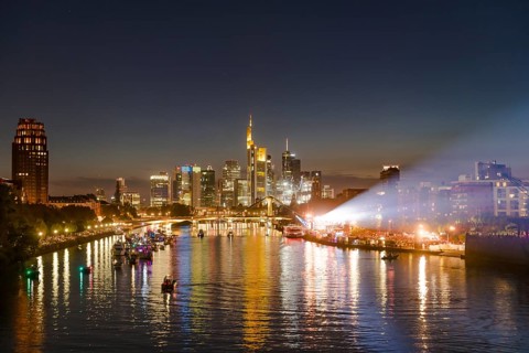 Europe Open Air Concert at the Weseler Werft in front of the Skyline, Deutschherrnbrücke, Frankfurt