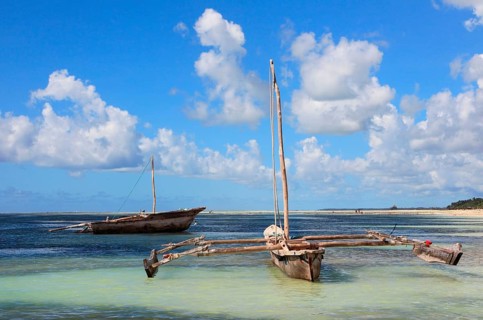 Outrigger boat, Indian Ocean, Zanzibar, Dhow, Tanzania, Africa
