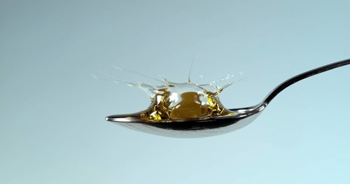 Green Olives, Olea europaea, Falling in a Spoon