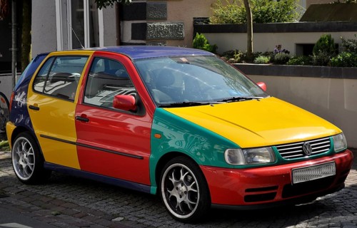 Four-coloured car, VW Polo Harlequin