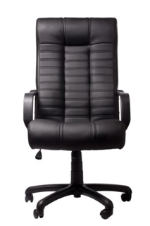 black executive leather chair on a white background