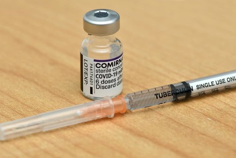 CHRISTCHURCH, NEW ZEALAND, NOVEMBER 23, 2021: A bottle of the Pfizer Covid-19 vaccine concentrate
