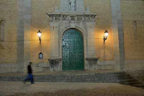 Pedestrian in front of the Church of Nuestra Señora del Consuelo, Altea, Costa Blanca, Province of