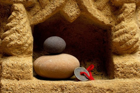 Stacked stones and Chinese lucky coin, coins, lucky coins, lucky coin, coin