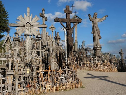 The Hill of Crosses is a Catholic and tourist pilgrimage site and one of the sights, Siauliai,