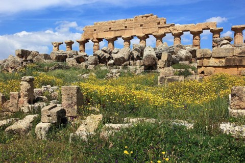 Selinunte, remains of the temples of the acropolis in the archaeological site of Selinunte, Trapani