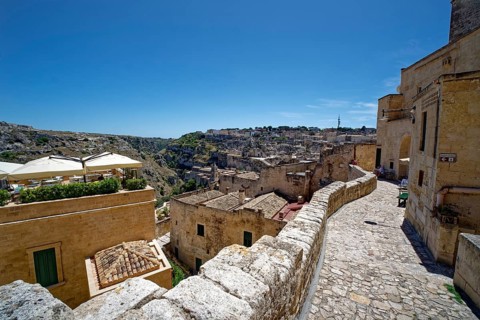 The Sasso Caveoso district and the towering rock church of Santa Maria dell'Idris in the cave town