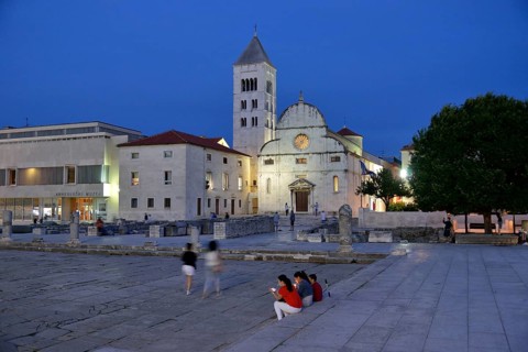 Church of Sveta Marija at dusk, Zadar, Dalmatia, Croatia, Europe