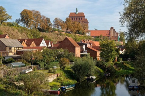Havelberg Cathedral of Saint Mary, including residential buildings, in the Hanseatic town of