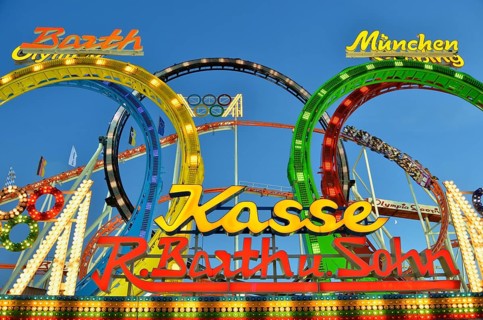 Olympia Looping, five looping roller coaster, Oktoberfest, Munich, Upper Bavaria, Bavaria, Germany,