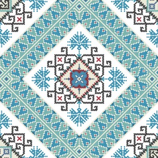 Traditional Georgian folk art embroidery vector pattern