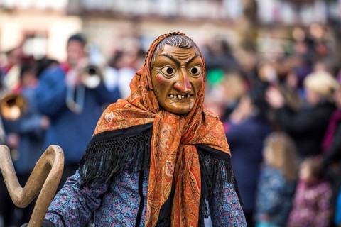 Witch on carnival procession, Big Fasendumzug, Gengenbach, Ortenaukreis, Alemannic Fasnacht,