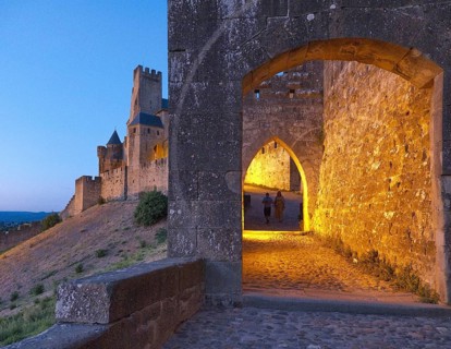 The Cite of Carcassonne, a medieval fortified city on the right bank of the Aude, is a UNESCO World