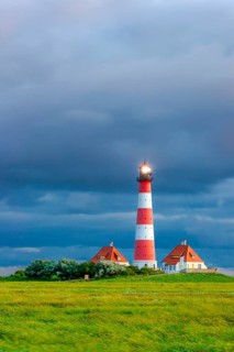 Westerheversand lighthouse, Westerhever, North Frisia, Schleswig-Holstein, North Germany, Germany,
