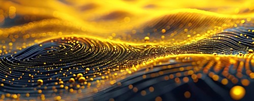 Fingerprint background dominated by swirl patterns in yellow hues, AI generated