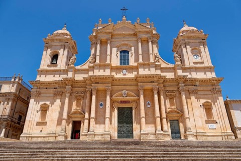 The cathedral of Noto, Cattedrale di San Nicolo, built in the Sicilian Baroque style. The historic