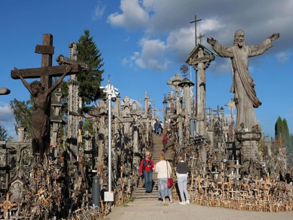 The Hill of Crosses is a Catholic and tourist pilgrimage site and one of the sights, Siauliai,