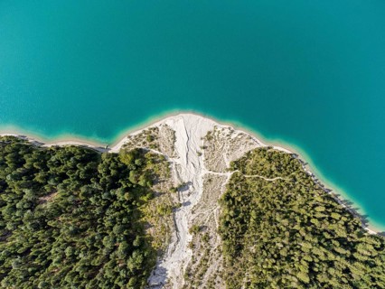 Dry riverbed on the shore of Plansee, Reutte, Ammergau Alps, Tyrol Austria, Plansee, Tyrol,