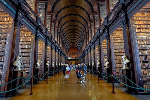 Long Room, the old library of Trinity College, University, Dublin, Republic of Ireland
