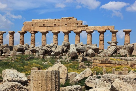 Selinunte, remains of the temples of the acropolis in the archaeological site of Selinunte, Trapani
