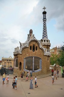 Gatehouse at Parc Güell, by architect Antoni Gaudí, UNESCO World Heritage Site, Barcelona,