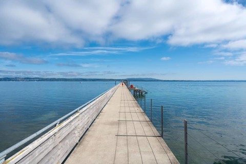 At 270 metres, the longest jetty on Lake Constance, Altnau, Canton Thurgau, Switzerland, Europe
