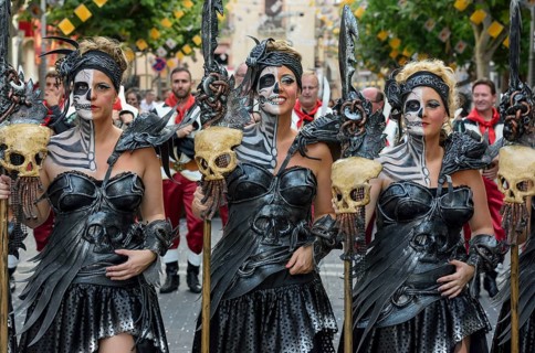 Women in historic clothing, Moors and Christians Parade, Moros y Cristianos, Jijona or Xixona,