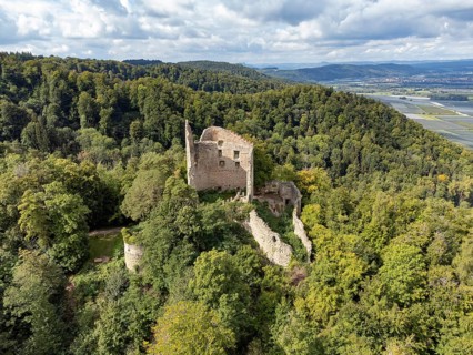 Aerial view of the Altbodman ruins, Bodman-Ludwigshafen, Constance district, Baden-Württemberg,