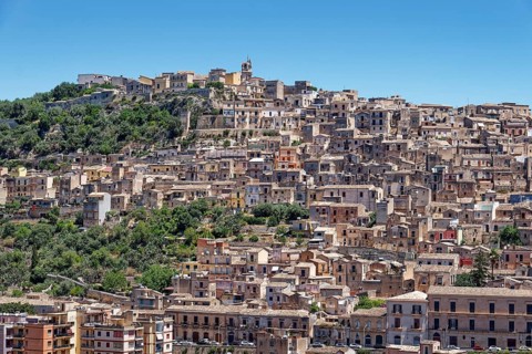 The Sicilian town of Modica in the municipality of Ragusa. The old town centre of Modica is a