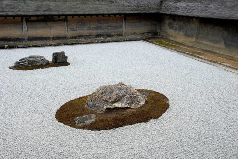 Stone Garden, Zen Garden, Rinzai Zen School, Ryoanji, Ryoan-ji Temple, Kyoto, Japan, Asia