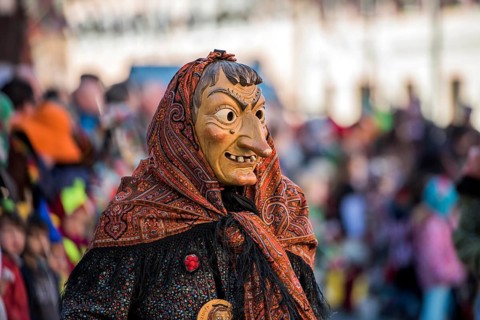 Witch on the carnival procession, Big Fasendumzug, Gengenbach, Ortenaukreis, Alemannic Fasnacht,