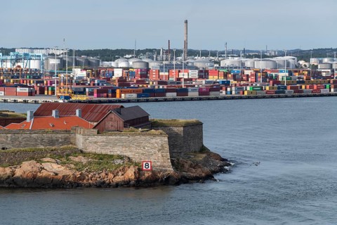Fortress Nya Elfsborg or New Älvsburg at the mouth of the river Göta älv into the Kattegat,