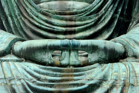 Daibutsu, Great Buddha of Kamakura, hands, Kamakura, Japan, Asia
