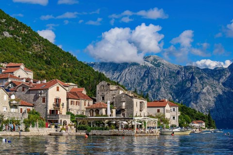 Perast, an old town on the Bay of Kotor in Montenegro