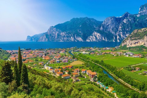 Popular travel destination, Torbole on lake Garda, Trento, Italy, Europe
