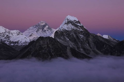 Mount Everest at the blue hour, Nepal, Asia